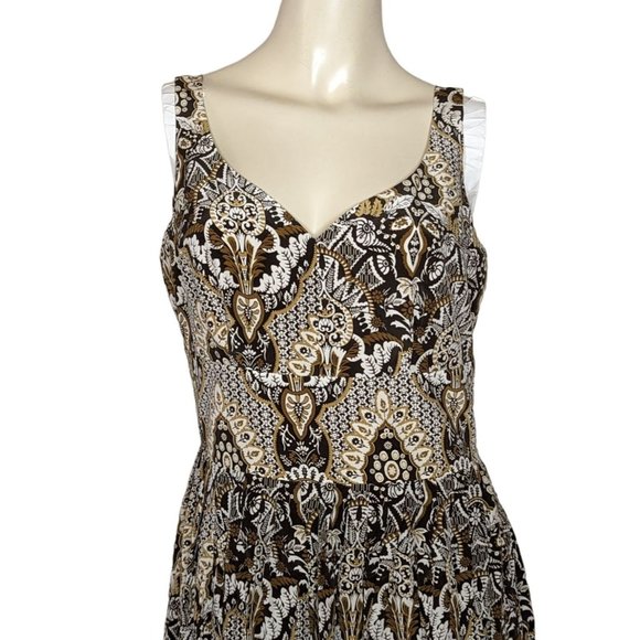 Talbots Brown Pure Silk Sleeveless Pleated Bottom empire waist summer Dress 6 - Picture 7 of 12